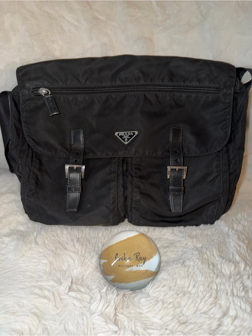 Prada Vintage Black Tessuto Nylon Messenger Bag- GOOD CONDITION - Picture 3 of 16